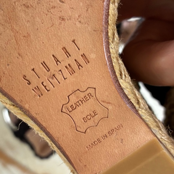 Stuart Weitzman black strappy woven wedge sandals espadrilles sz 9 M EUC heels - Picture 11 of 16